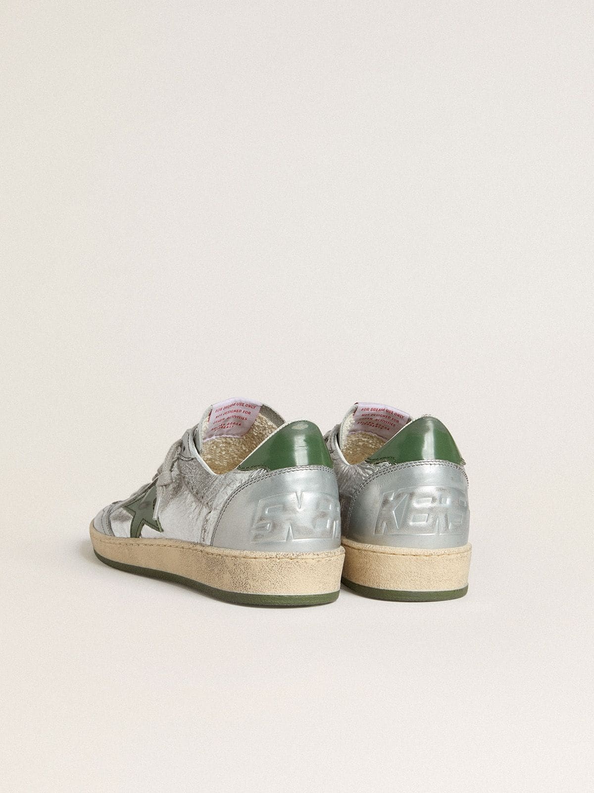 Women's Ball Star in silver nylon with green leather star and heel tab - 5