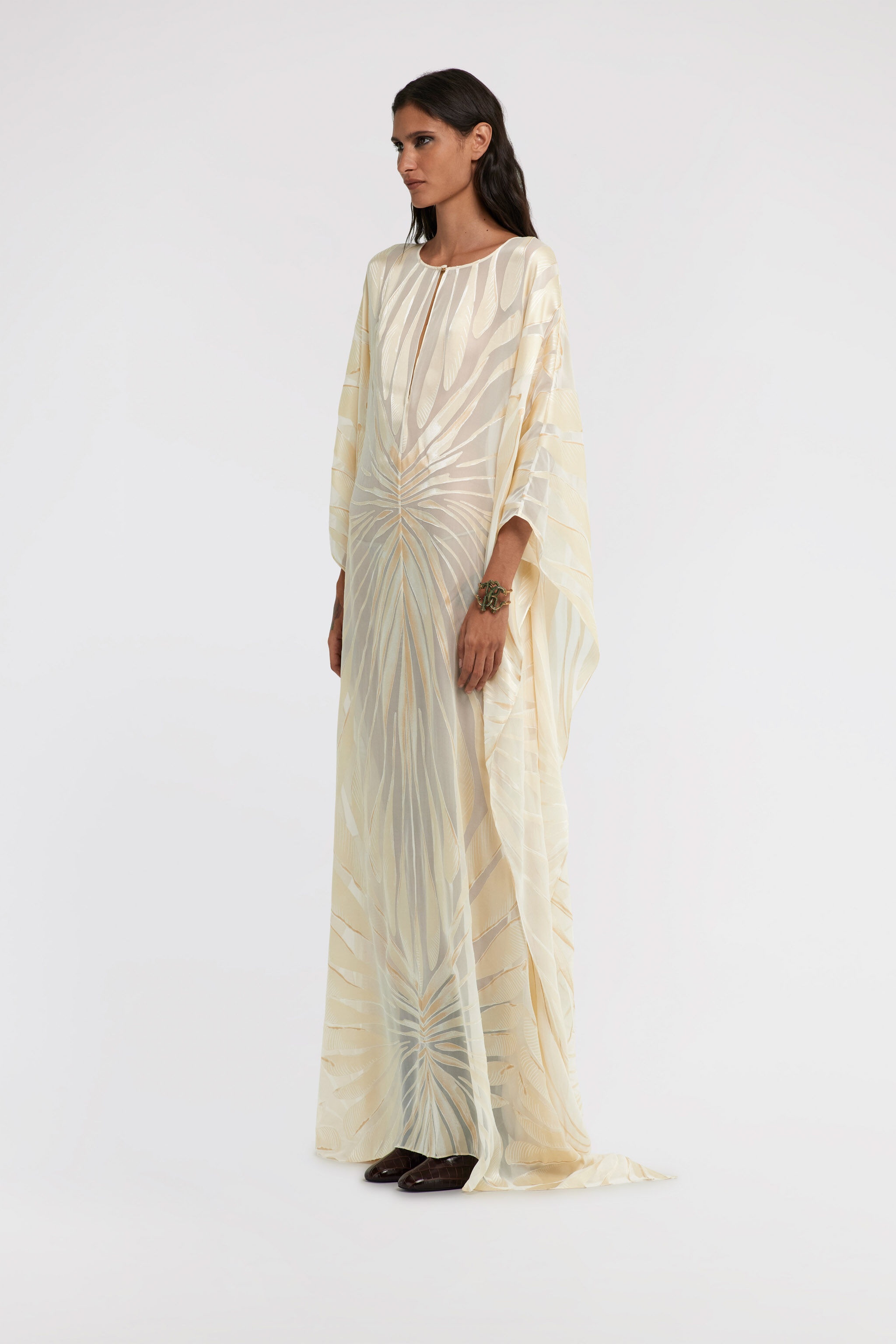 Satin caftan with Ray Of Gold print - 5