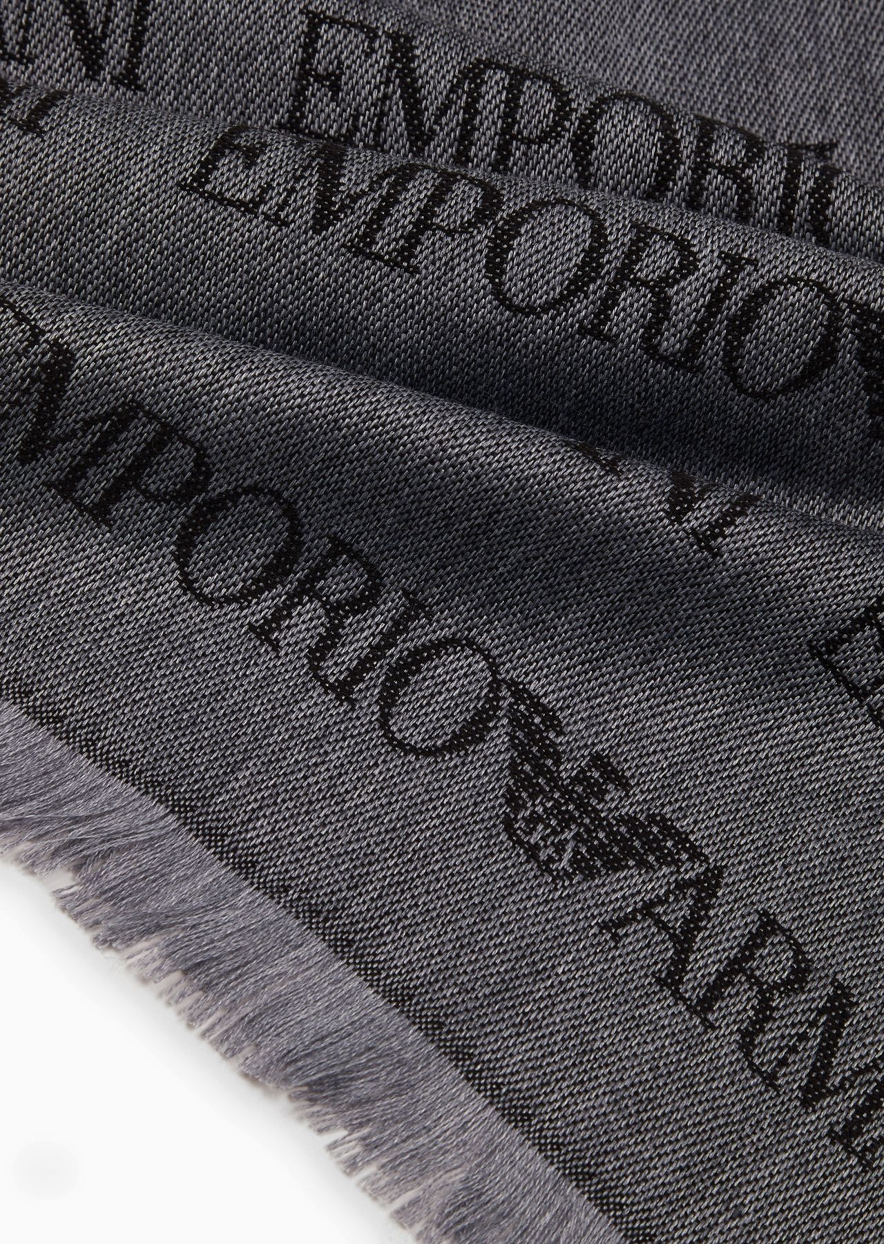 Virgin-wool blend scarf with jacquard logo lettering and fringes - 2