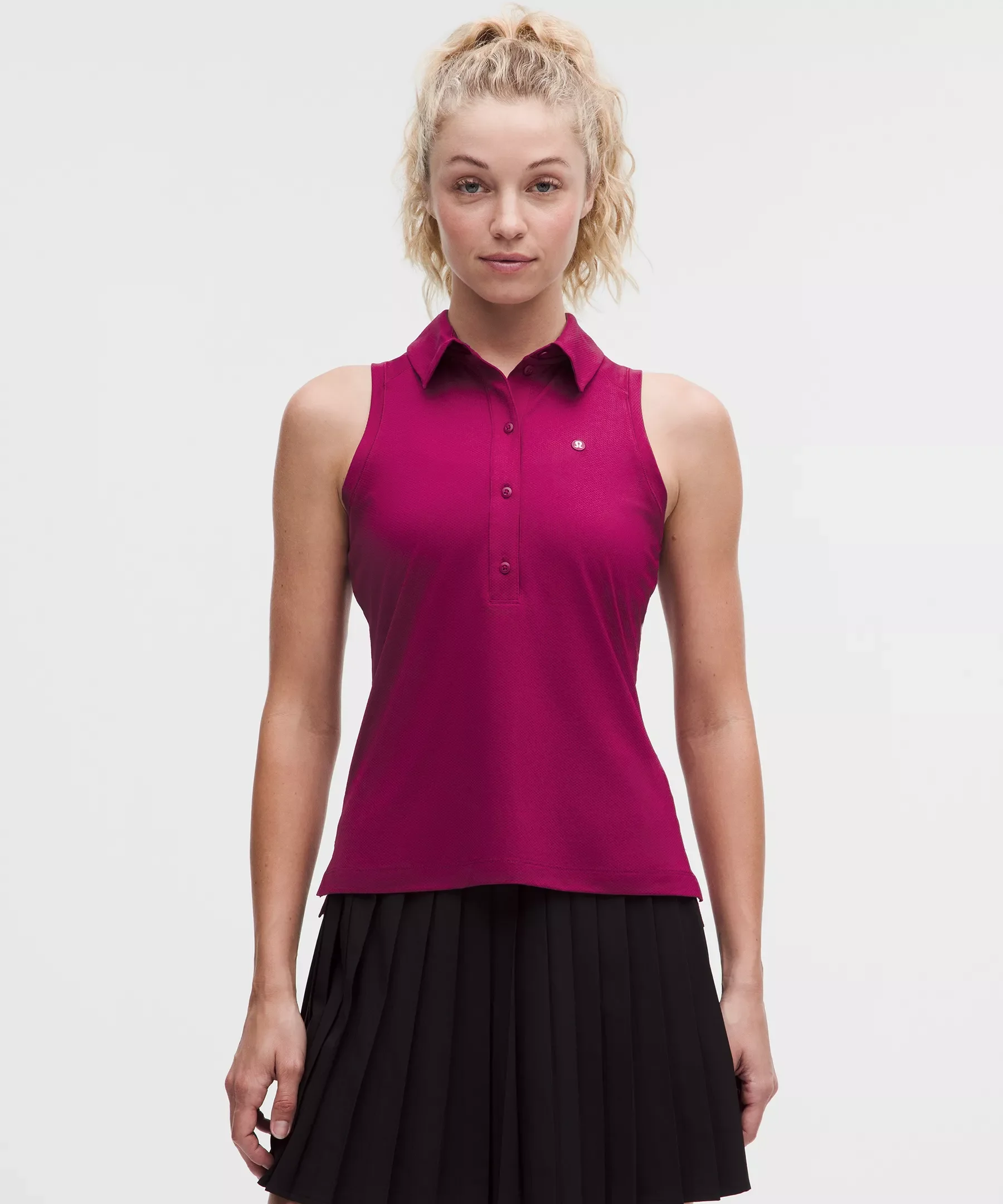 Quick-Dry Sleeveless Polo Shirt Straight Hem *Logo - 1