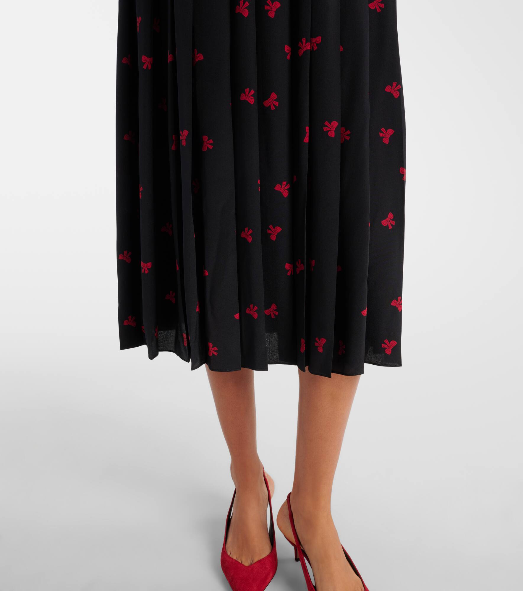 Bow-detail printed silk midi dress - 6