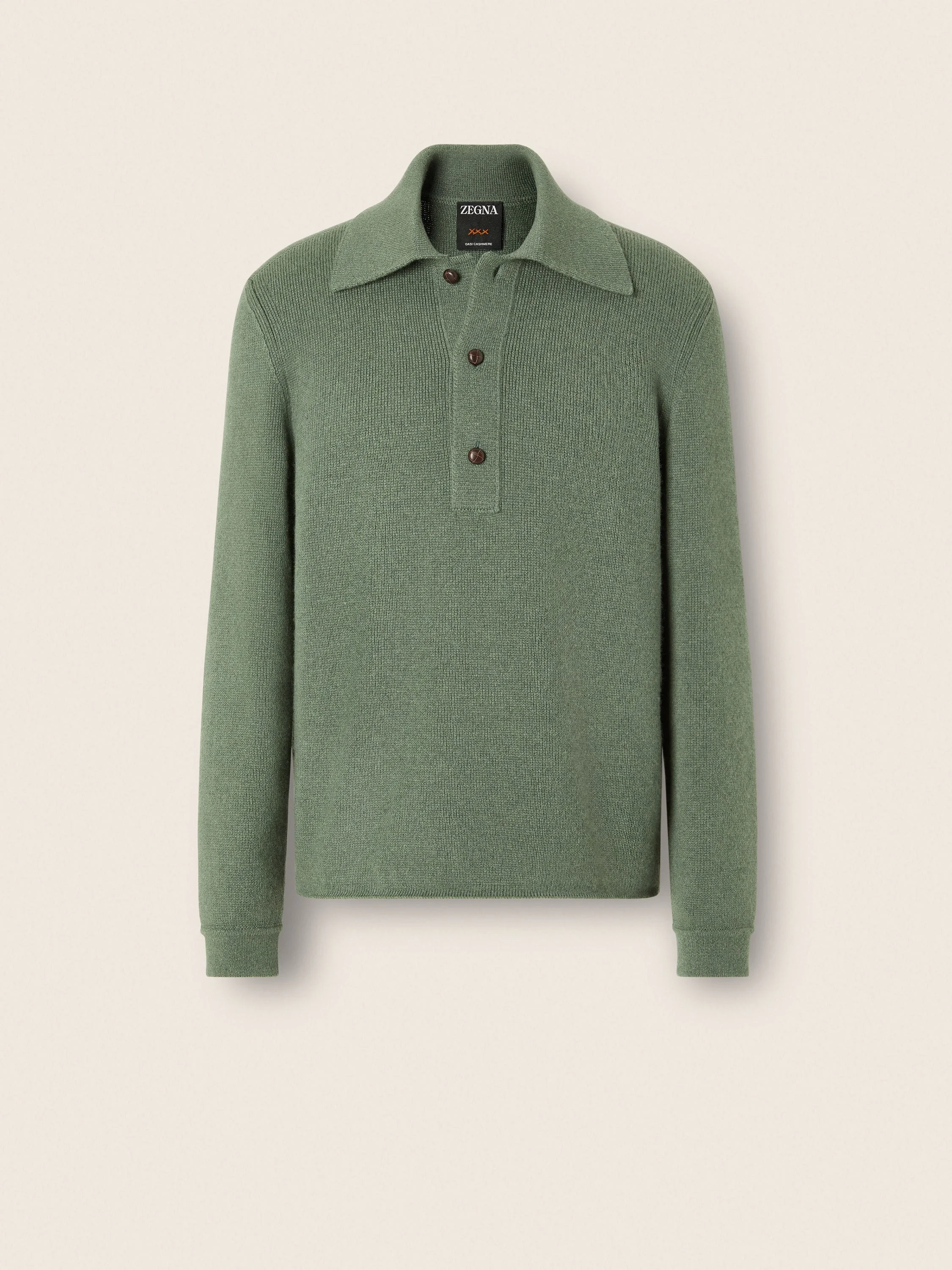 LIGHT GREEN MÉLANGE OASI CASHMERE POLO SHIRT - 1