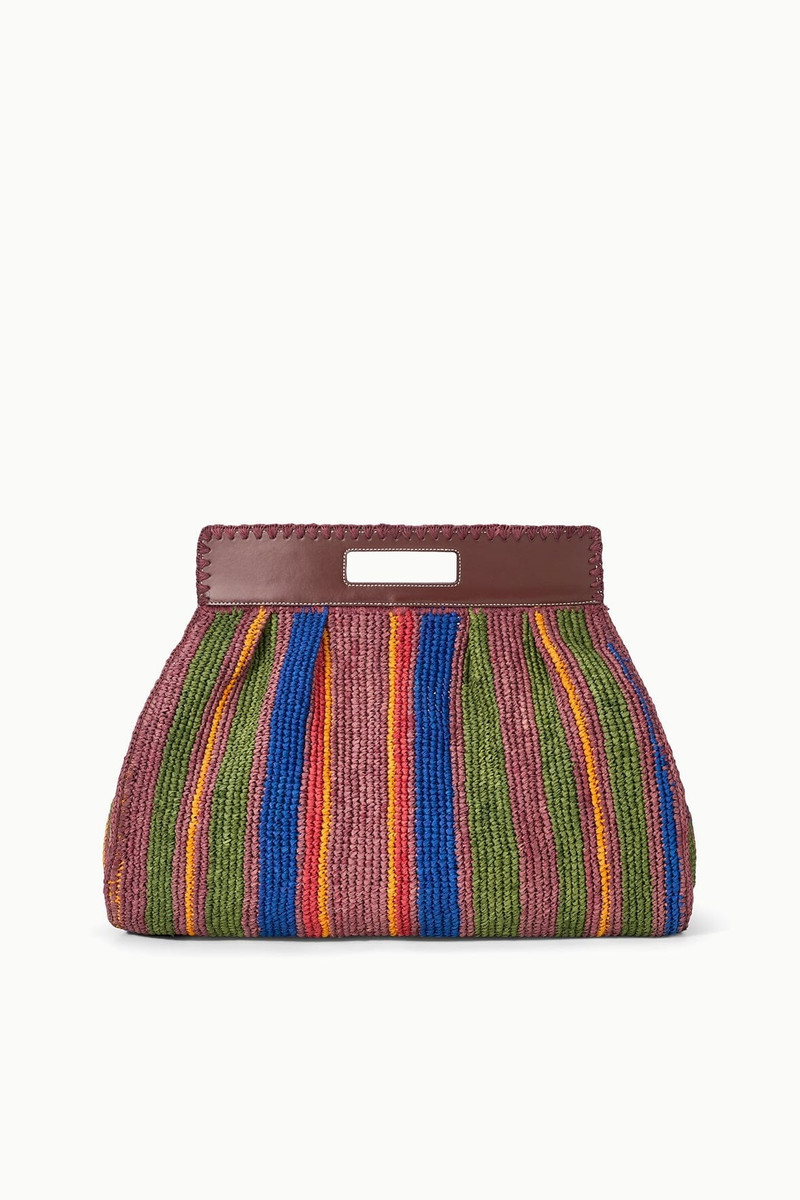 STAUD RUE TOTE BAG JUNGLE STRIPE RAFFIA 7
