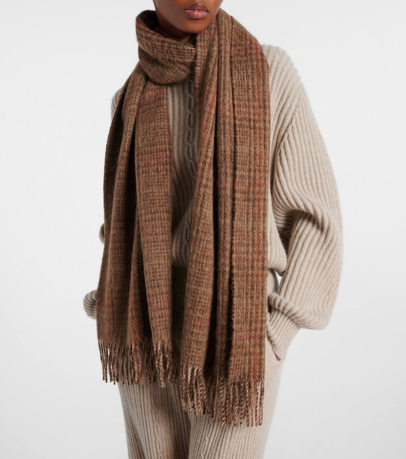 Loro Piana Checked silk and alpaca-blend scarf outlook