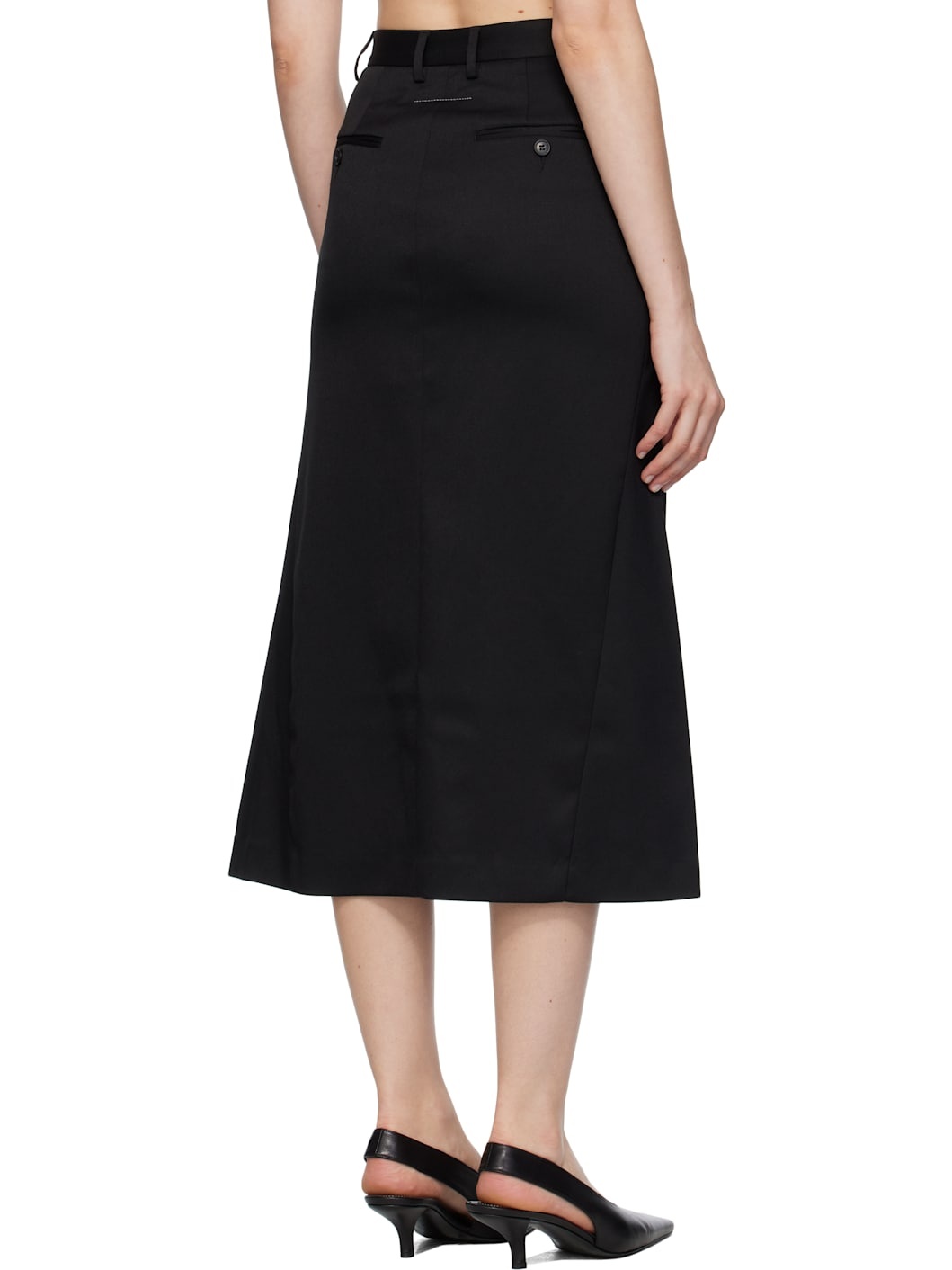 Black Tailored Midi Skirt - 3