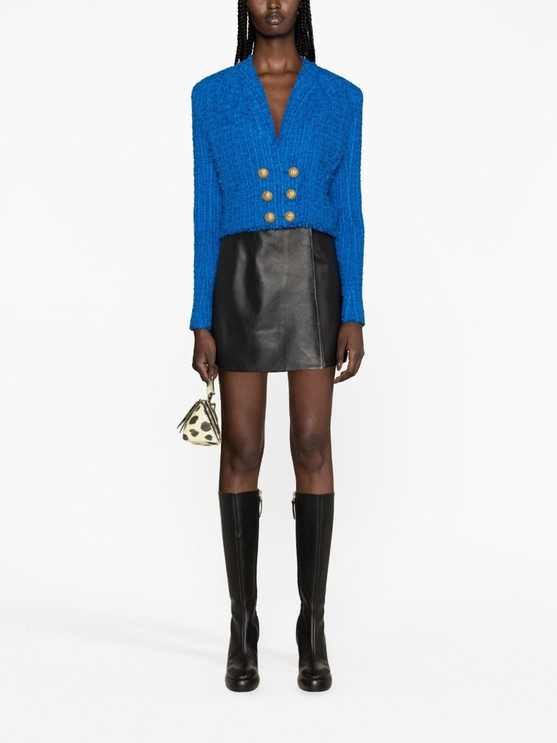 Balmain double-breasted cropped tweed jacket outlook
