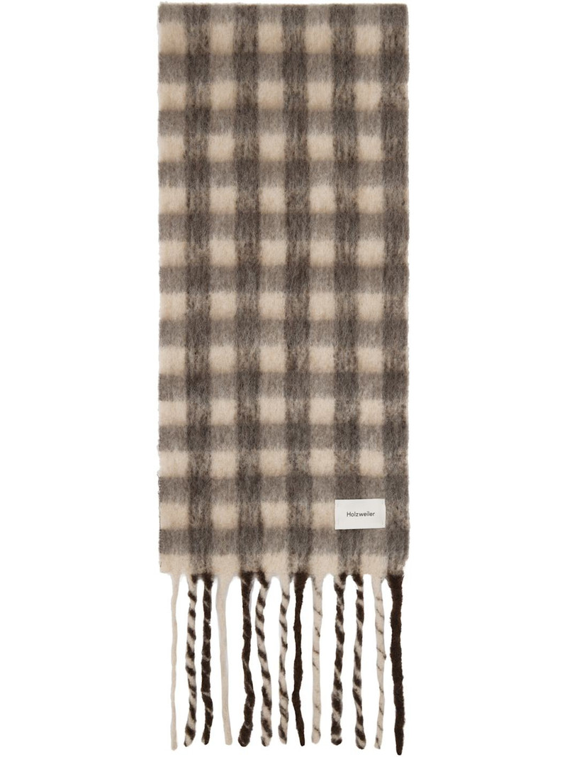 Holzweiler Brown & Beige Aster Check Scarf outlook