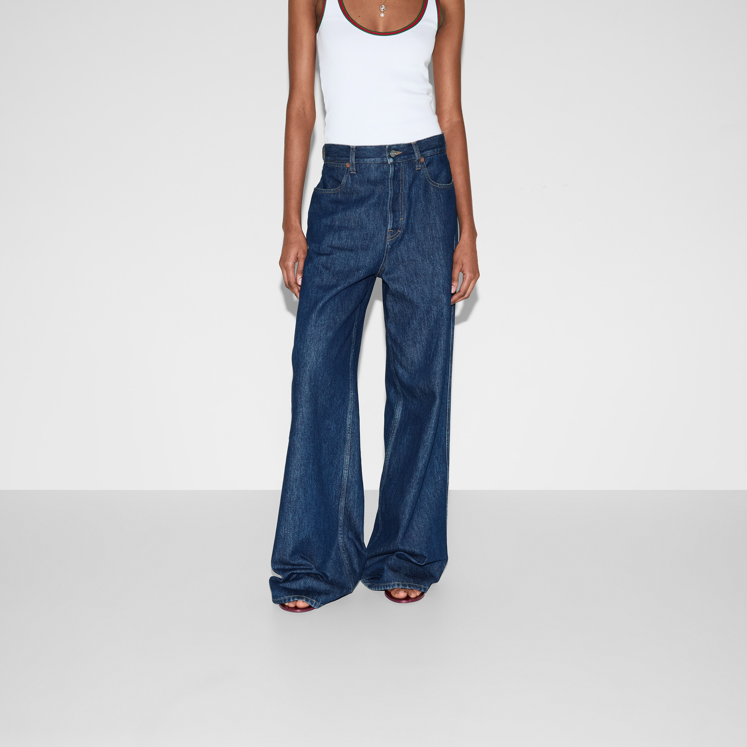 Wide leg denim pants - 3