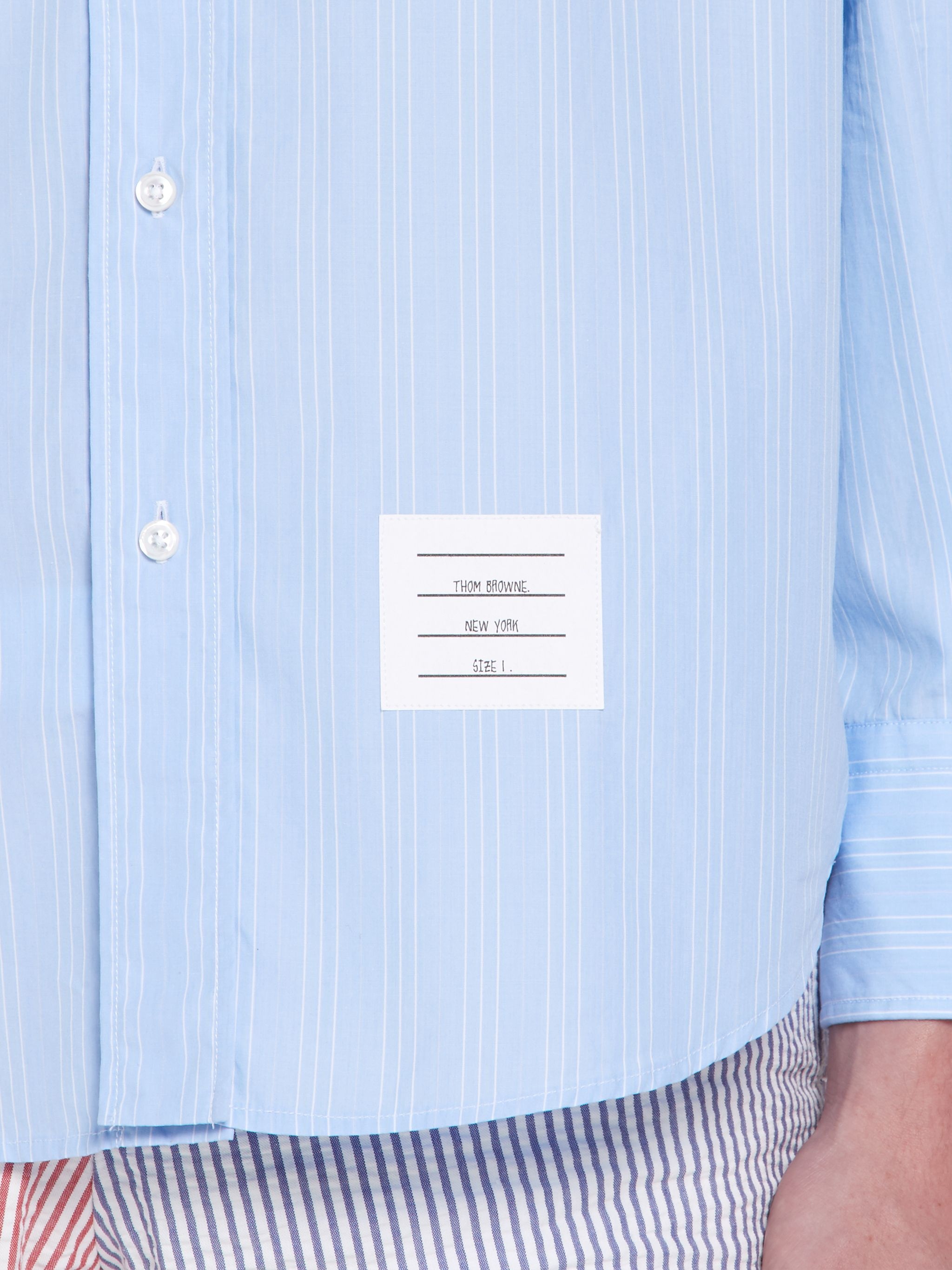 Blue Poplin Hairline Stripe Long Sleeve Shirt - 6