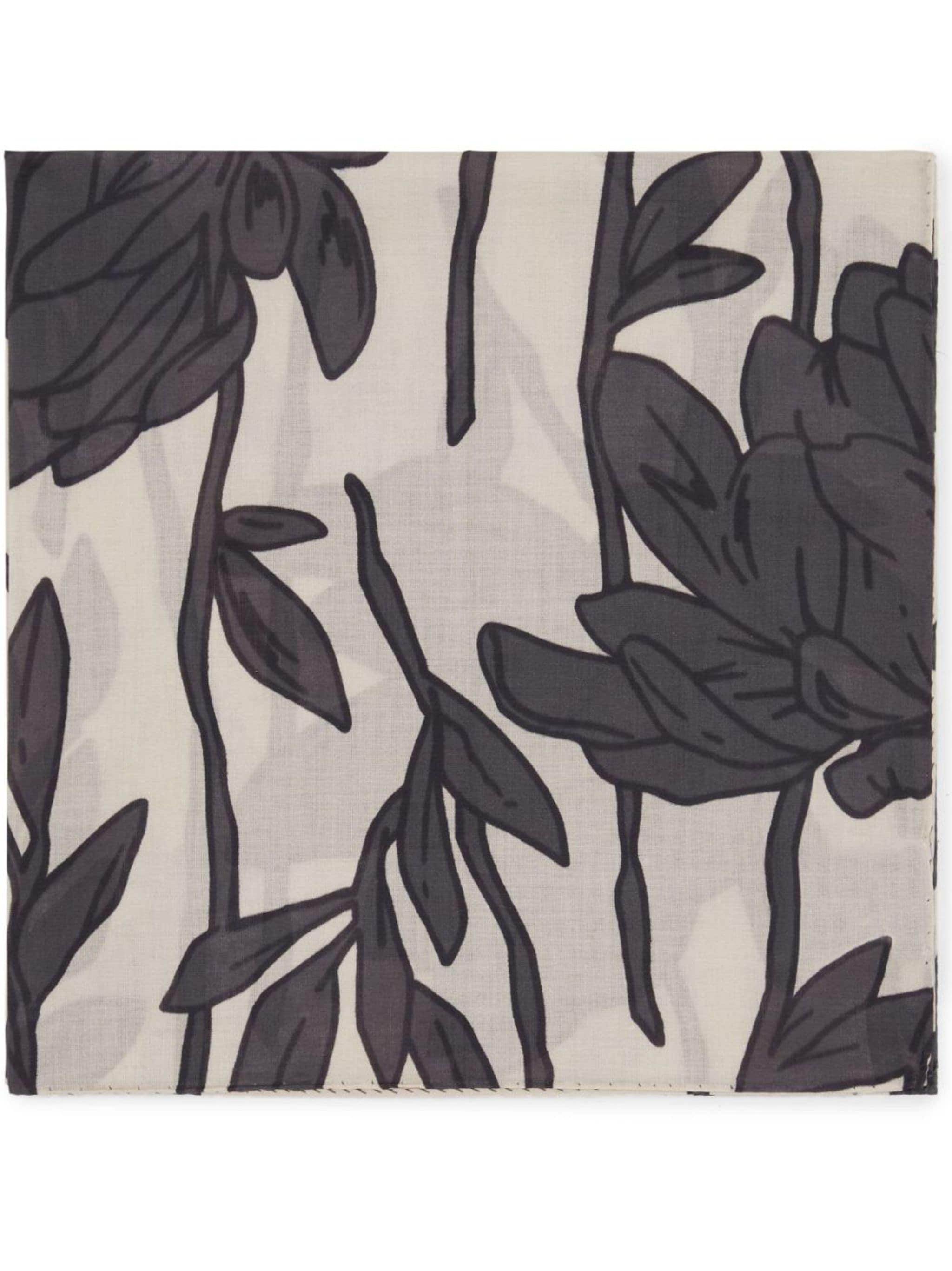 leaf-print cotton scarf - 1