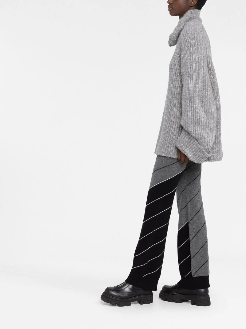 diagonal-stripe wool flared trousers 6