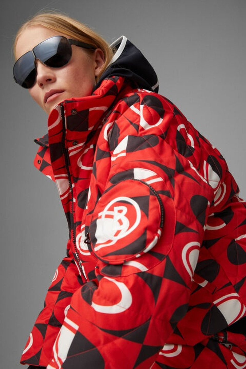 Elani Down ski jacket in Red/Black 5