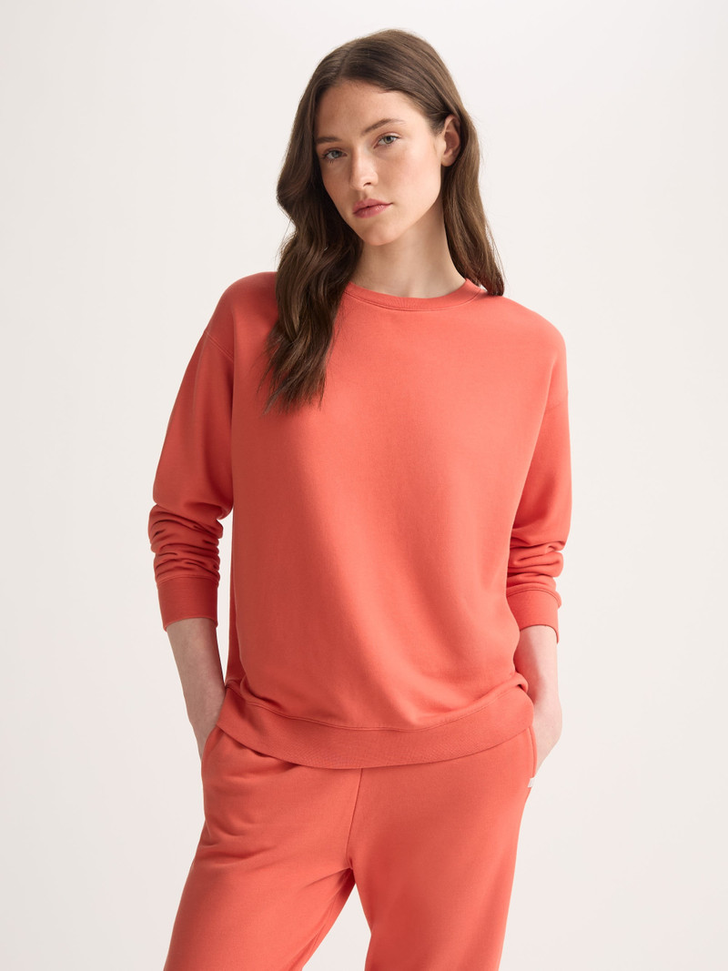 Derek Rose Women's Sweatshirt Quinn Cotton Modal Coral Orange outlook