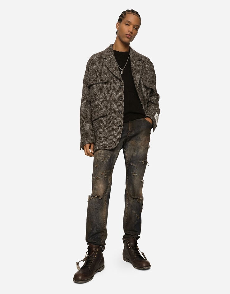Slim-fit overdyed stretch denim jeans - 5