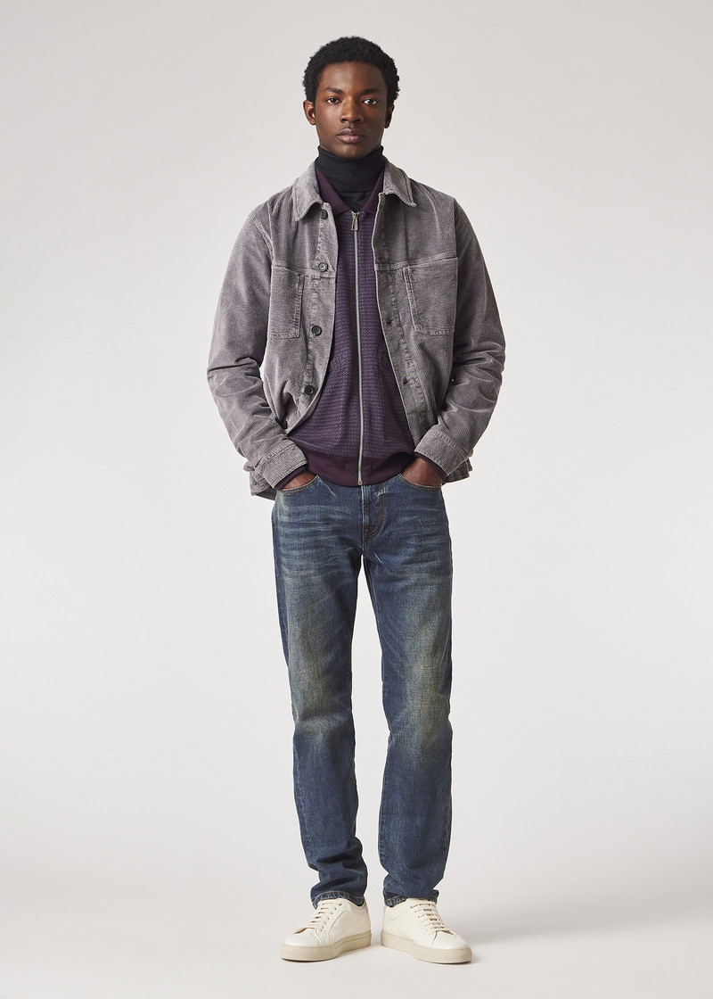 Tapered-Fit Vintage-Wash 'Crosshatch Stretch' Jeans 4