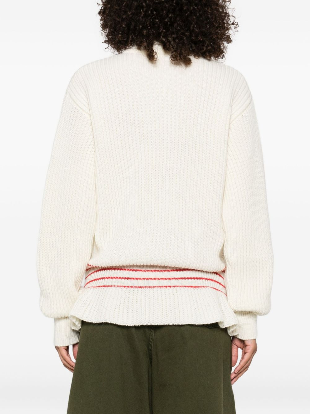 ribbed turtleneck stripe-detail sweater - 4