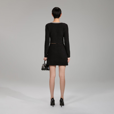 self-portrait Black Melange Knit Mini Skirt outlook