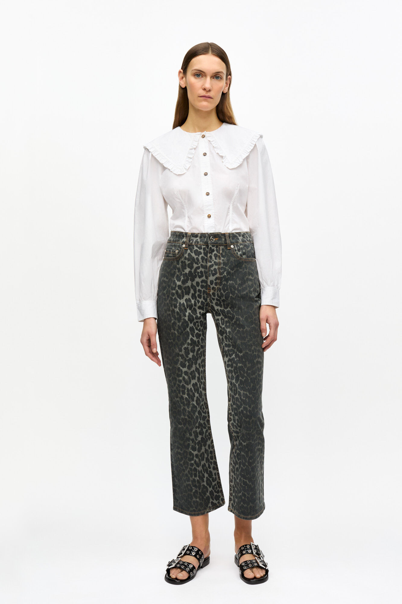 GREY LEOPARD BETZY CROPPED JEANS - 2