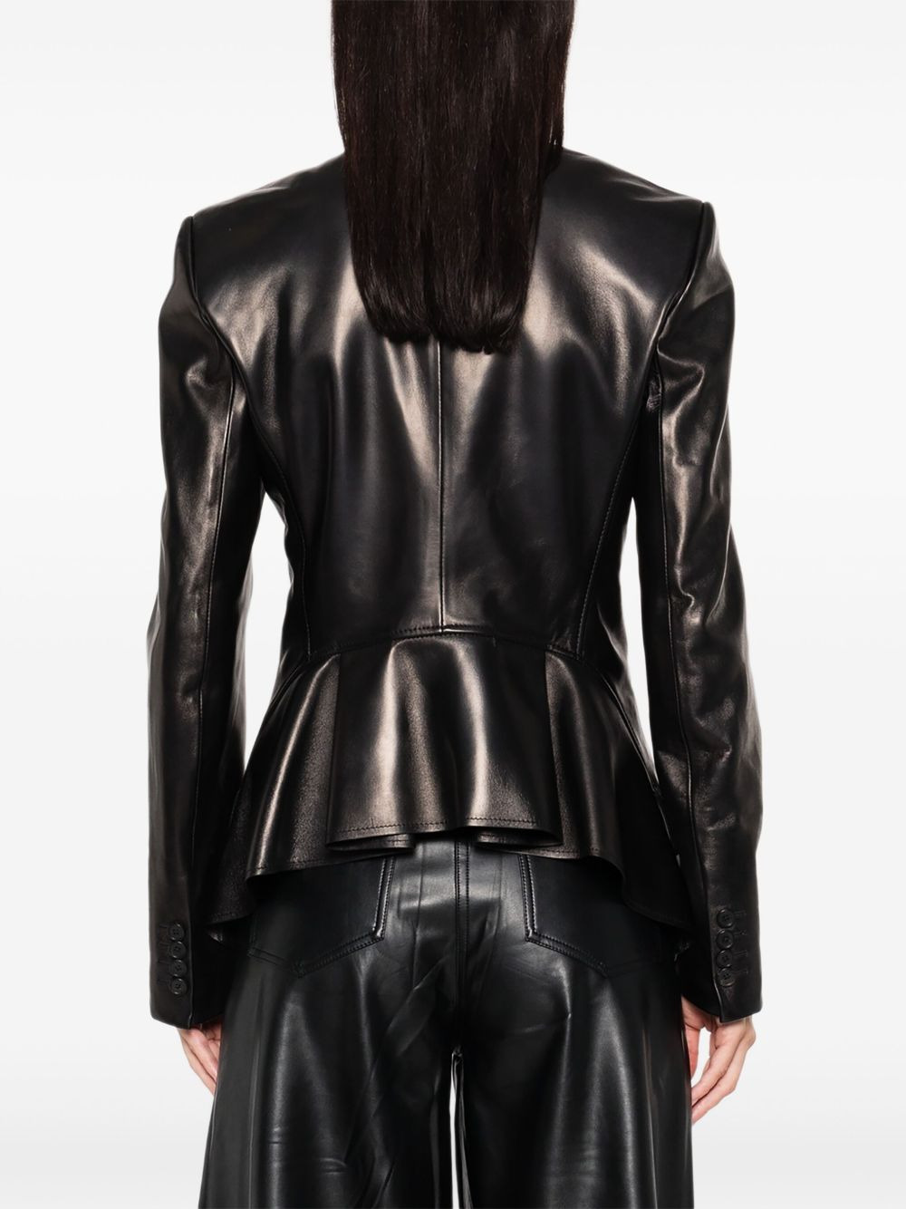 single-breasted calfskin leather jacket - 4