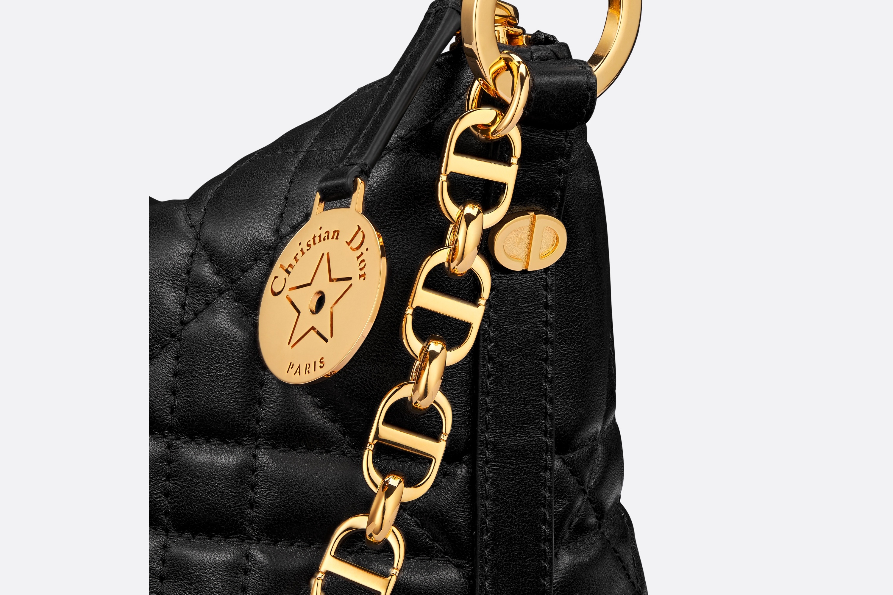 直営店【DIOR】Diorstar Hobo チェーンバッグ Diorstar Hobo Bag with Chain Black Macrocannage Lambskin | DIOR