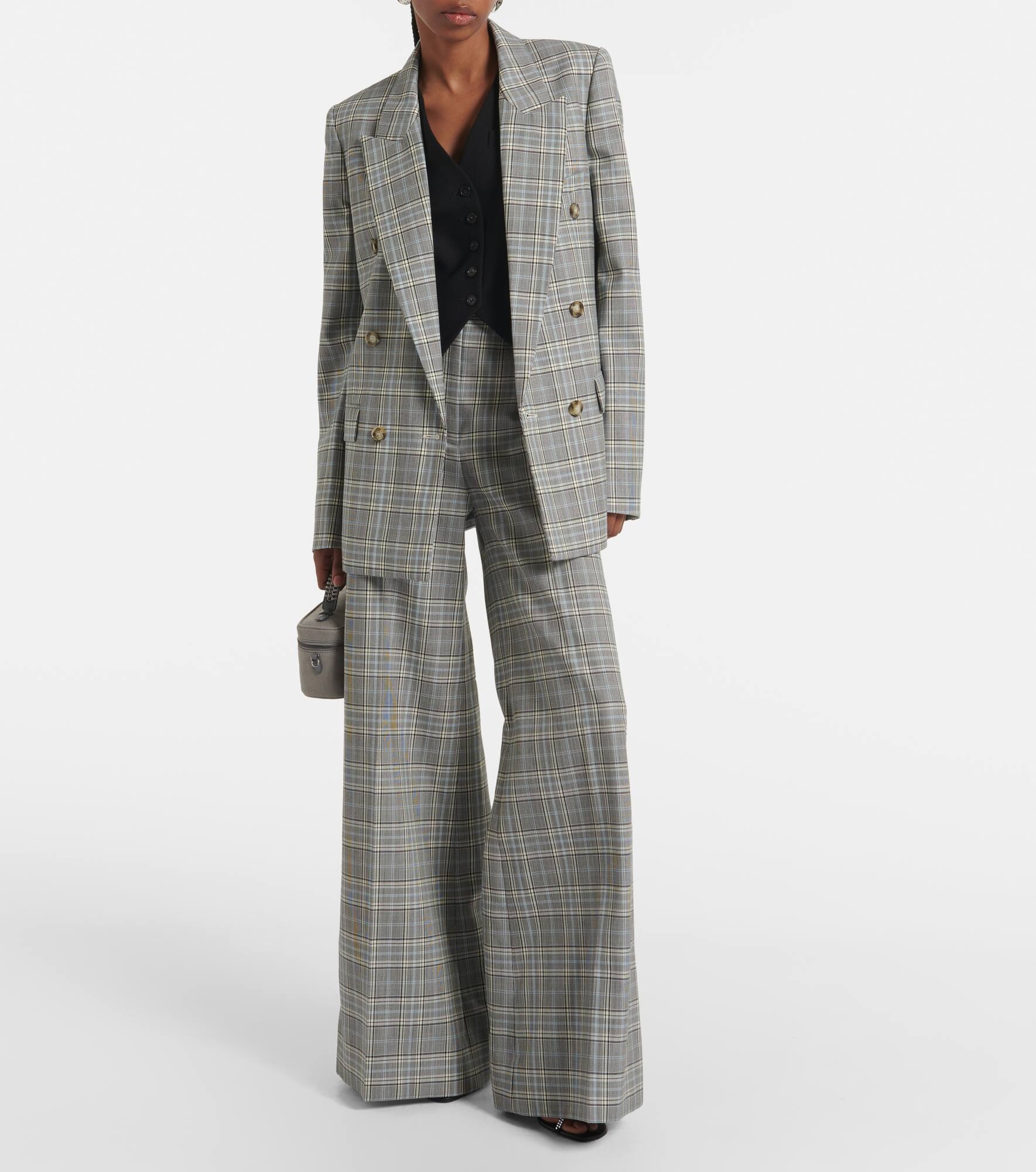 Checked wool flared pants - 2