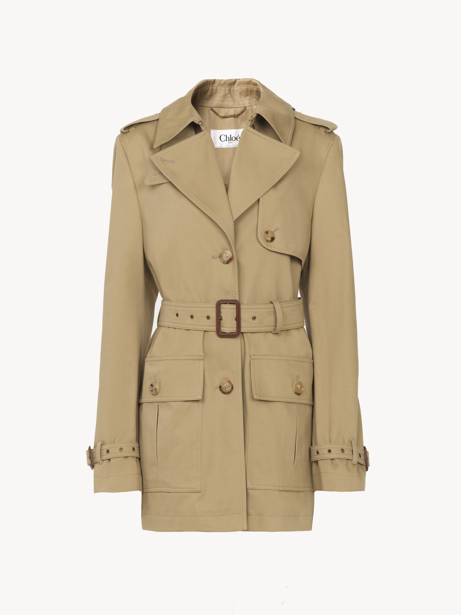 SHORT TRENCH COAT IN COTTON SATIN - 2