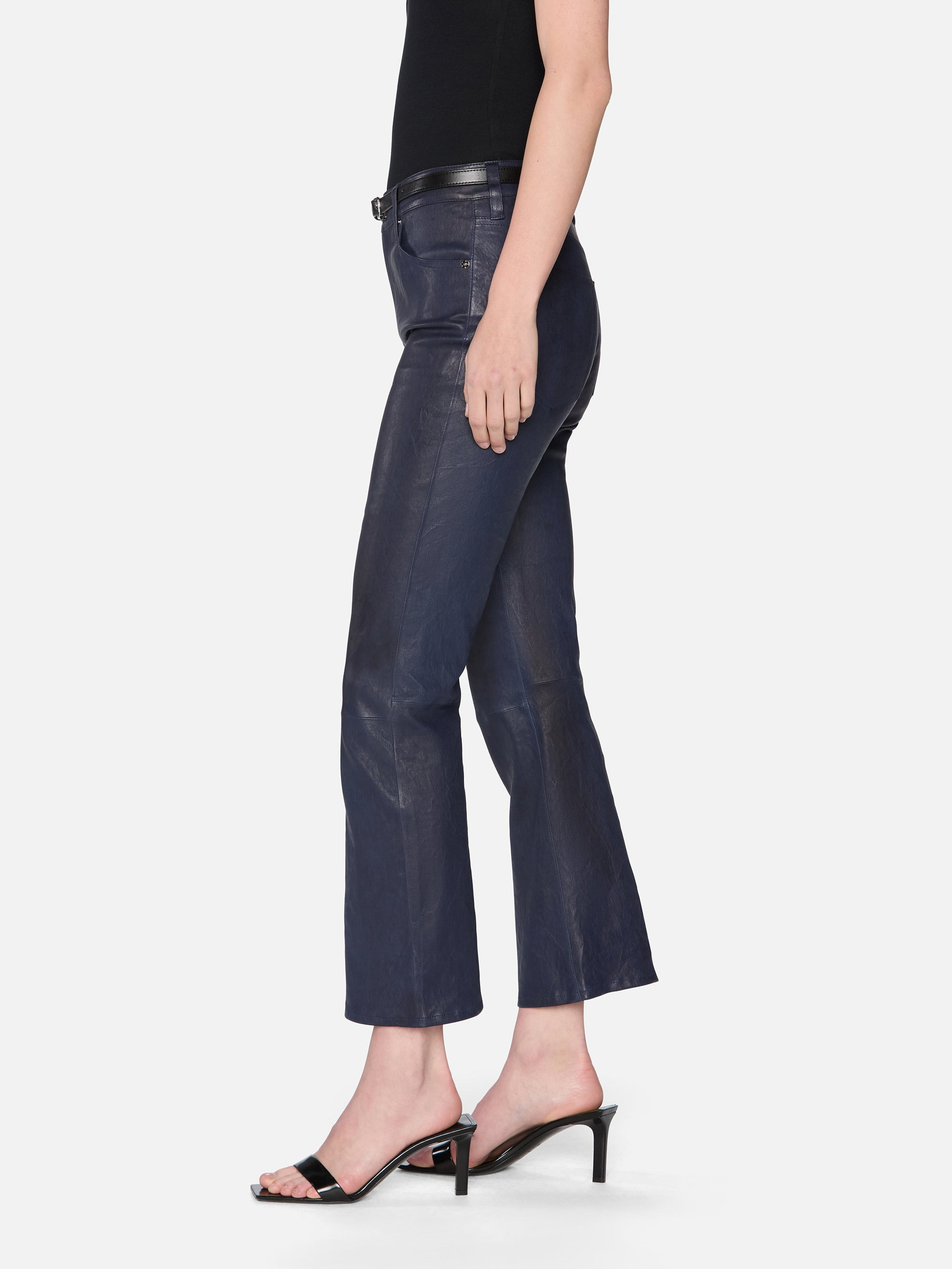 The Leather Reboot Crop in Dark Indigo - 4