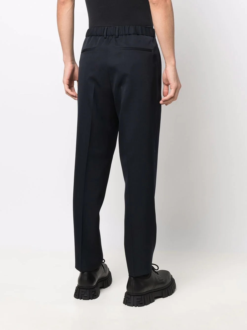 pressed-crease elasticated-waist trousers - 4