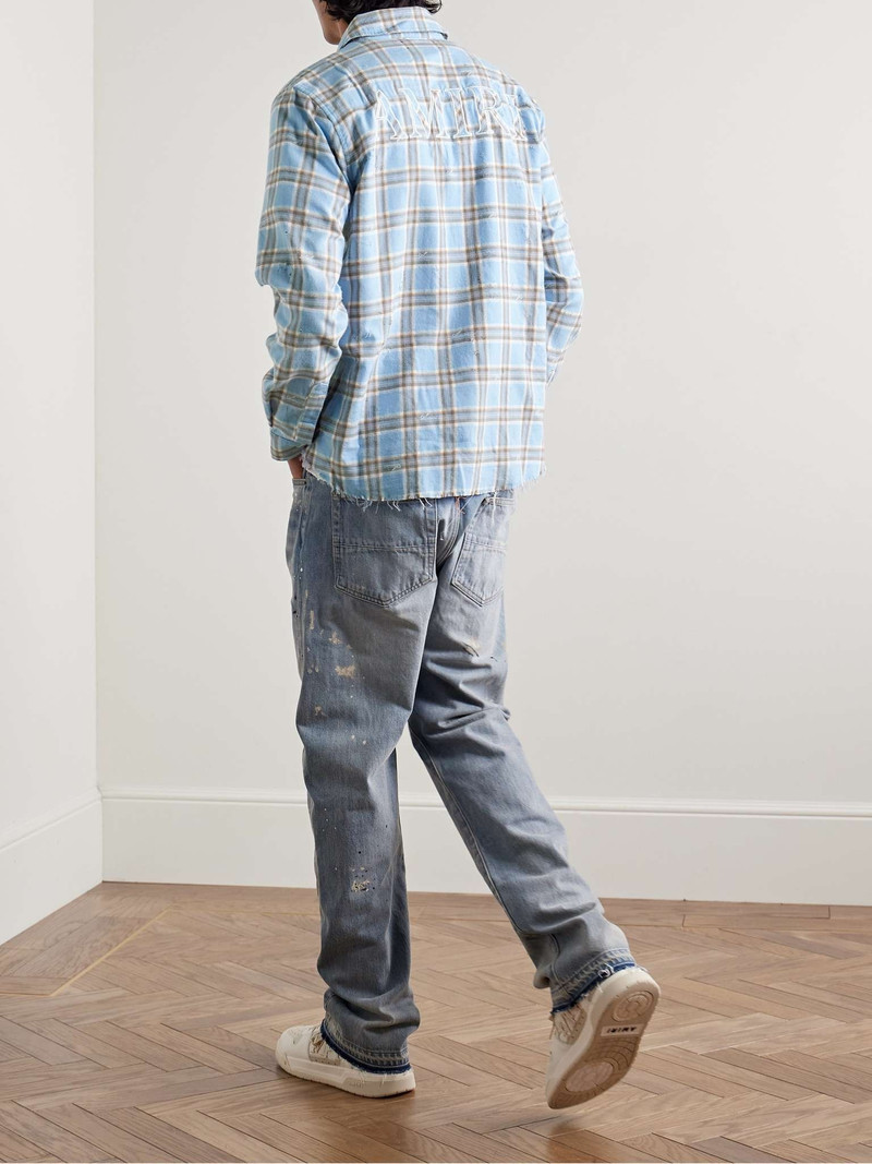 AMIRI Shotgun Logo-Appliqued Distressed Checked Cotton-Flannel Shirt outlook