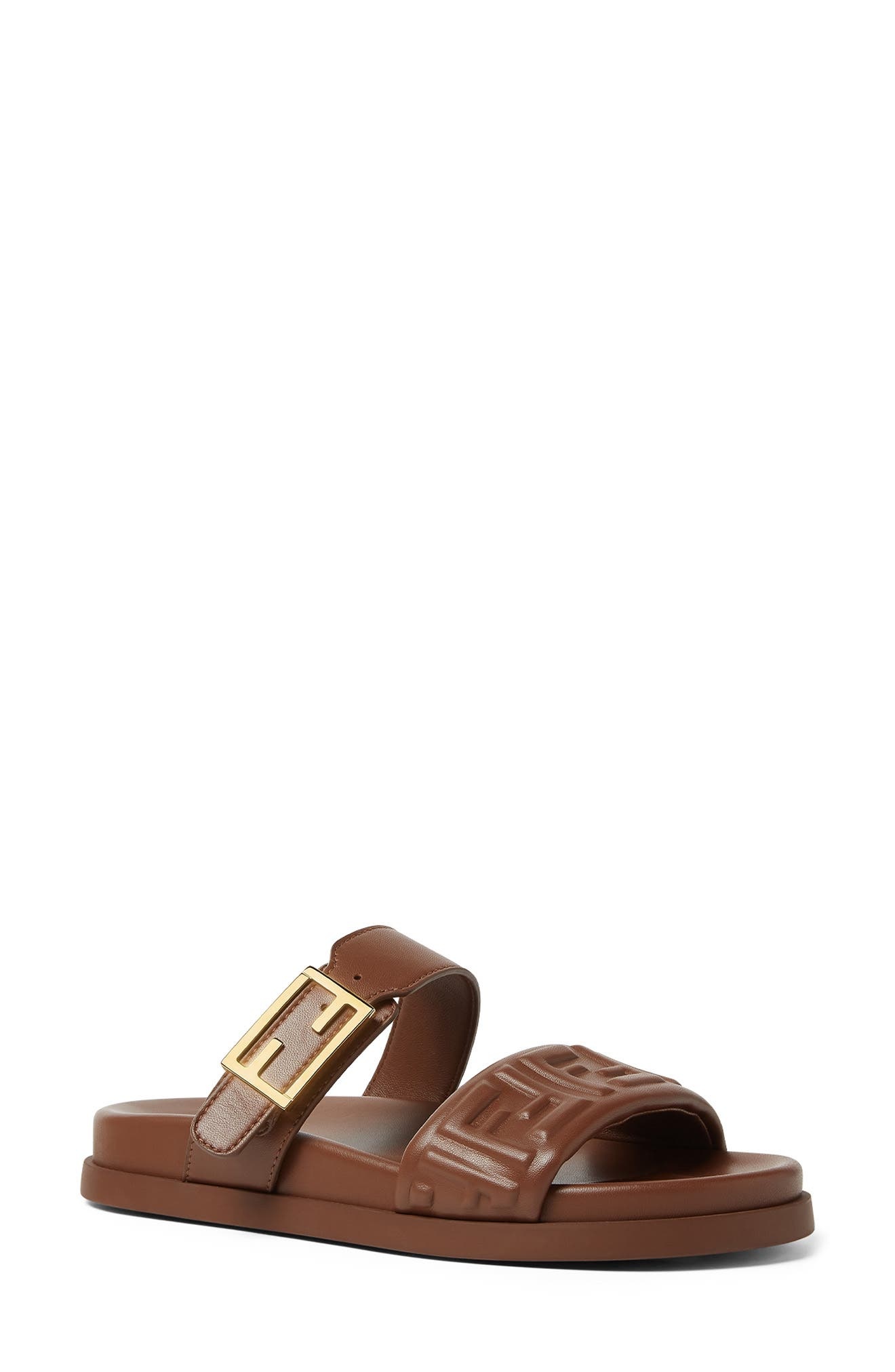 Fendi Feel FF Double Band Sandal in Brown at Nordstrom - 1