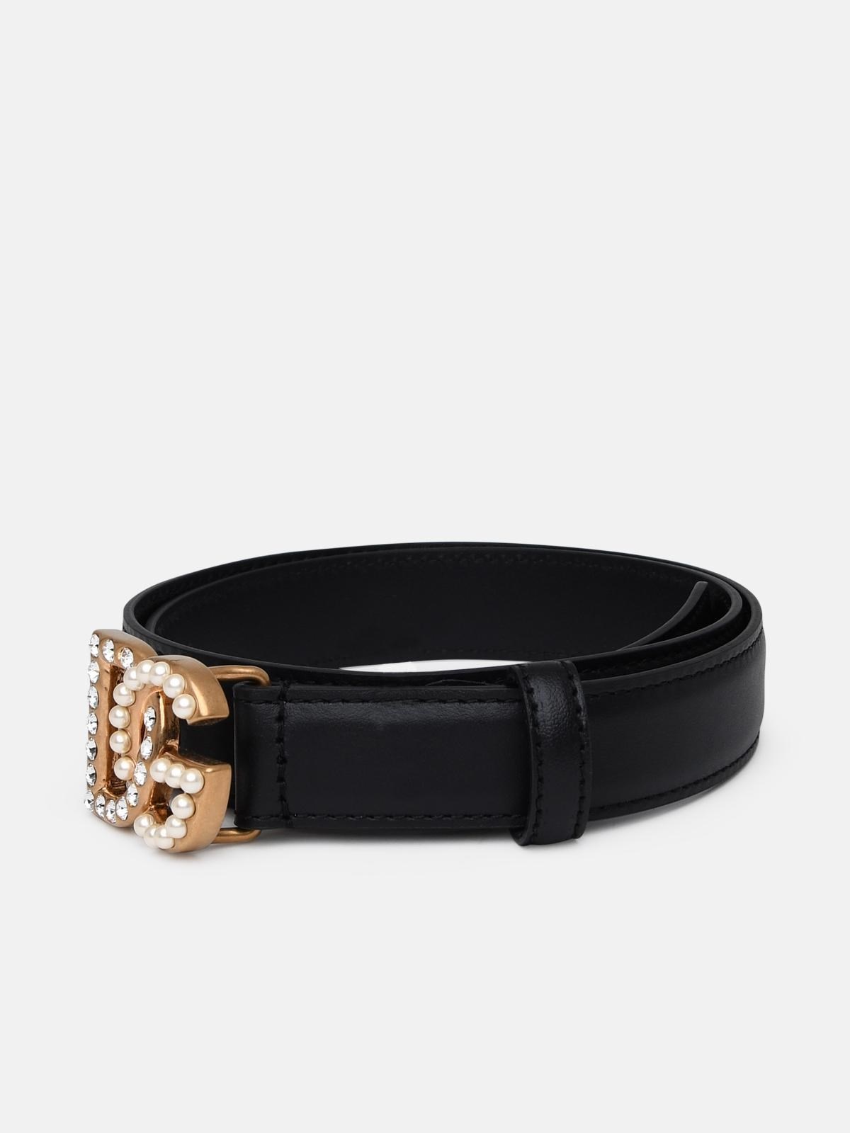 BLACK LEATHER BELT - 2