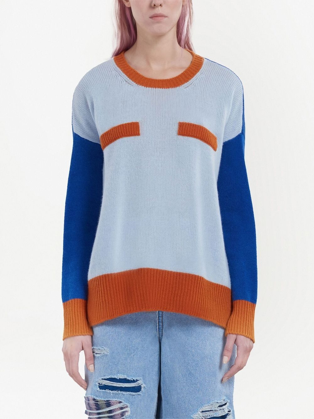 colour-blocked cashmere jumper - 3
