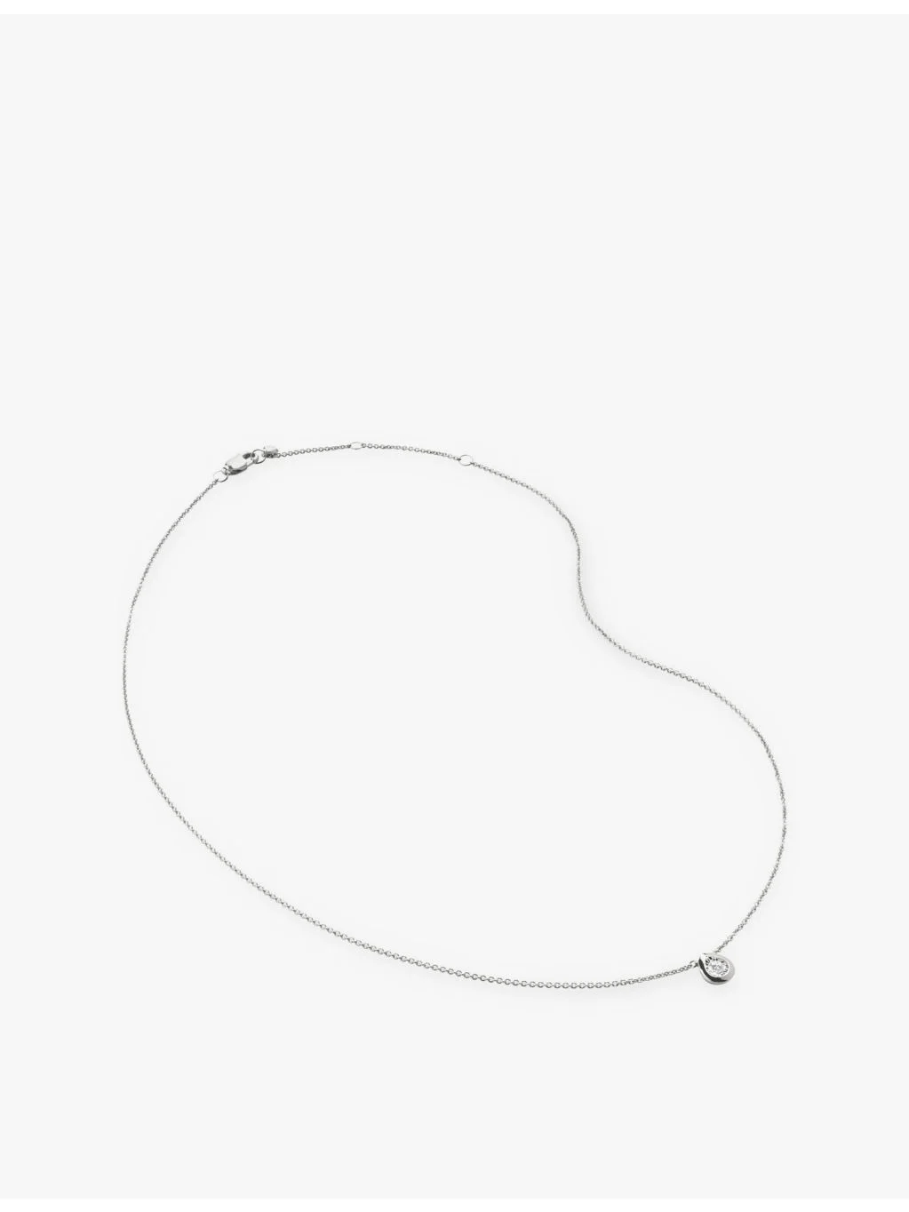 Solitaire Pear sterling-silver and 0.06ct lab-grown diamond necklace - 1