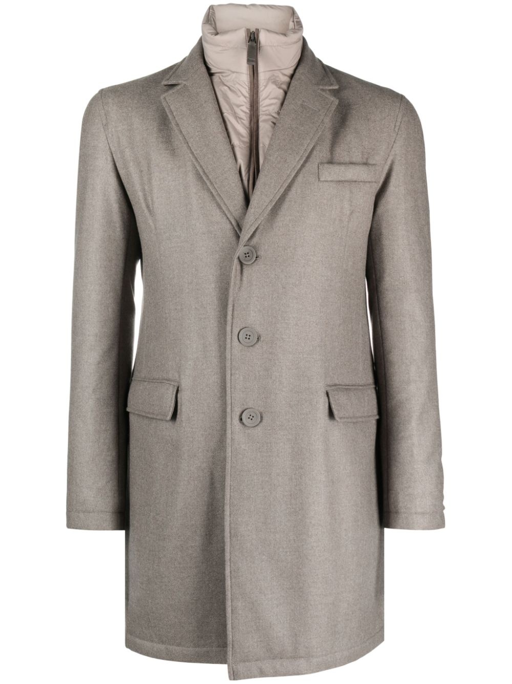 hybrid high-neck single-breasted coat - 1