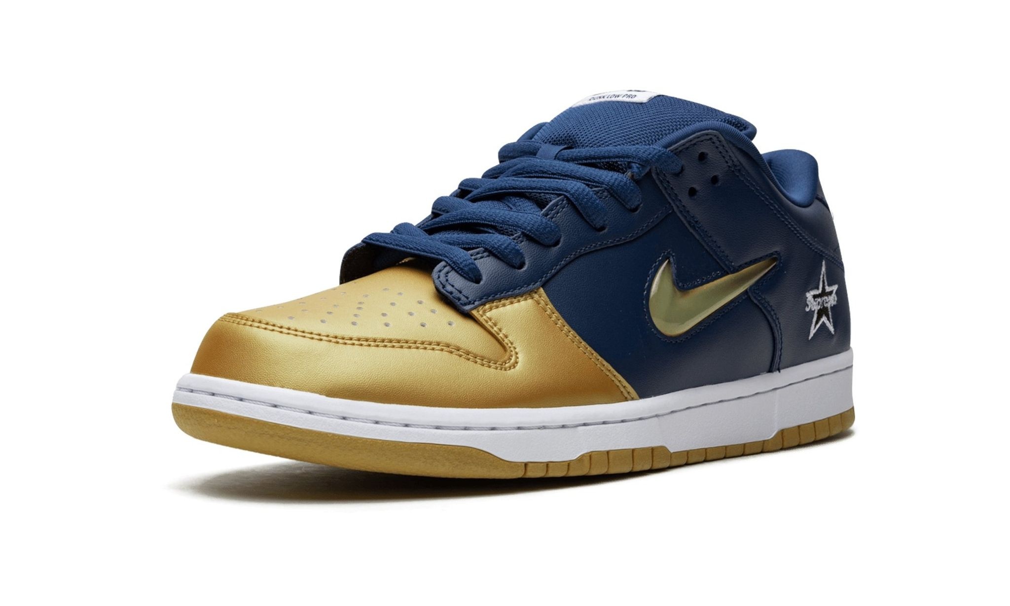 SB Dunk Low "Supreme - Jewel Swoosh Gold/Navy" - 4