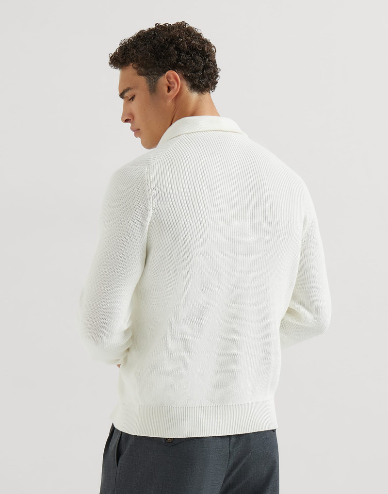 Cotton half English rib cardigan with zipper 3