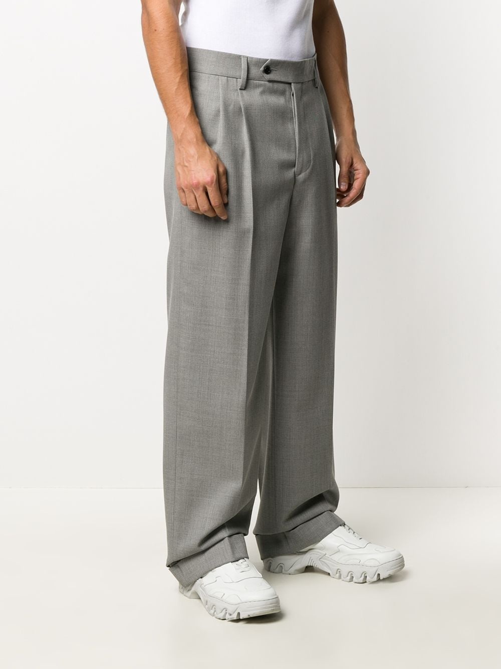 wide-leg tailored gabardine trousers - 3