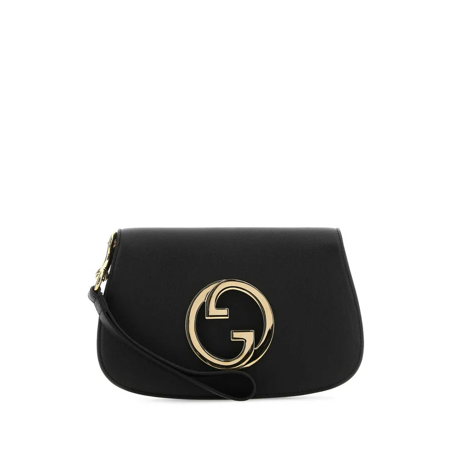 Black Leather Gucci Blondie Clutch - 1