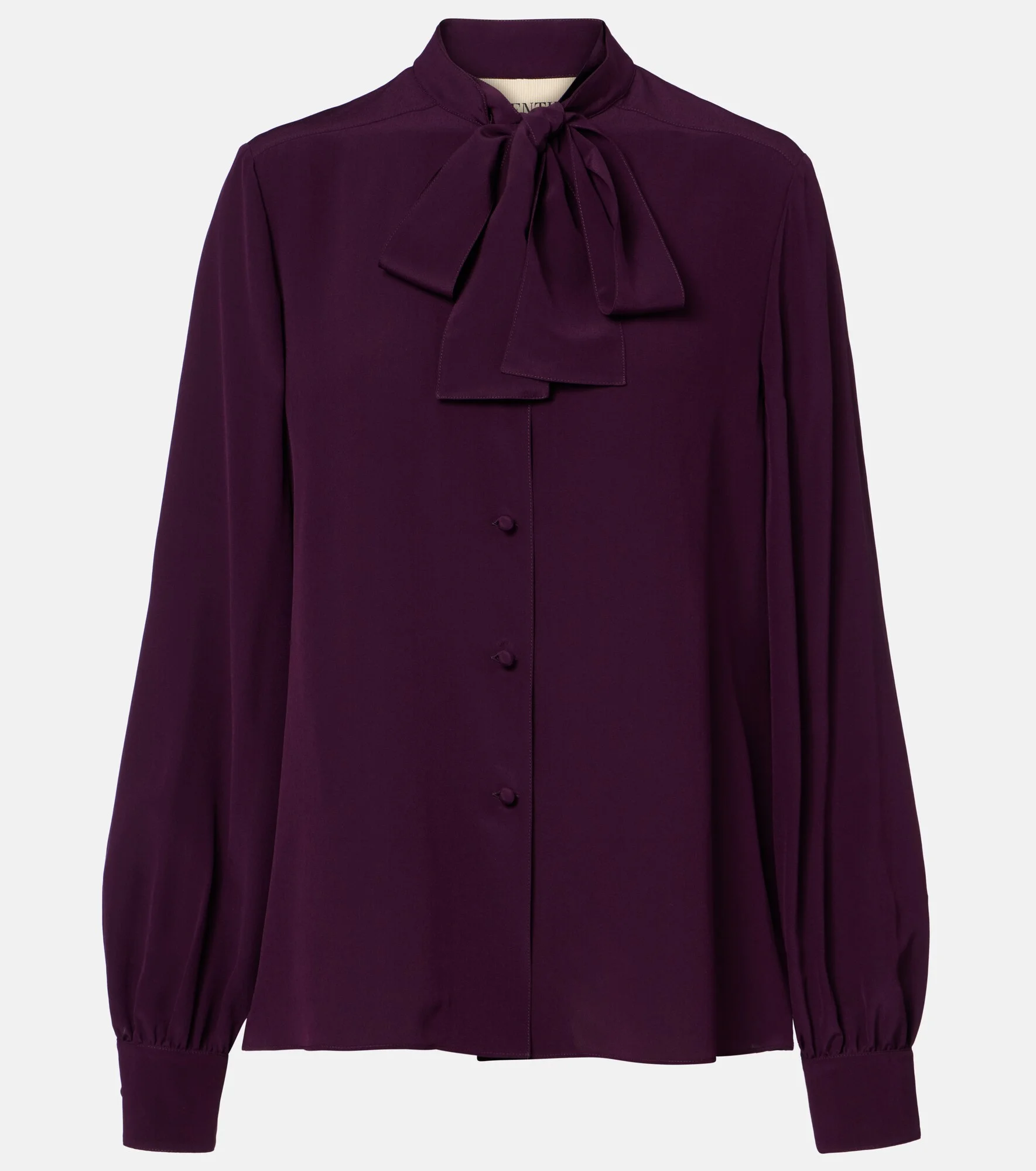 Tie-neck silk crêpe de chine blouse - 1