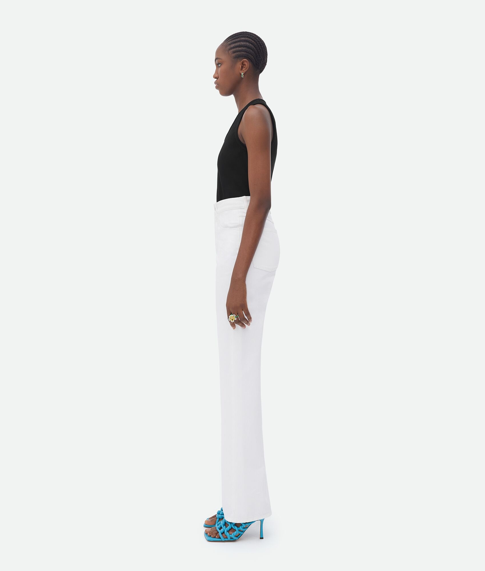 white high rise straight denim - 2