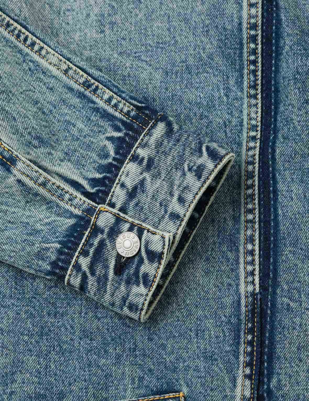 Washed Seagull Appliqué Embroidery Relax Fit Denim Jacket - 8