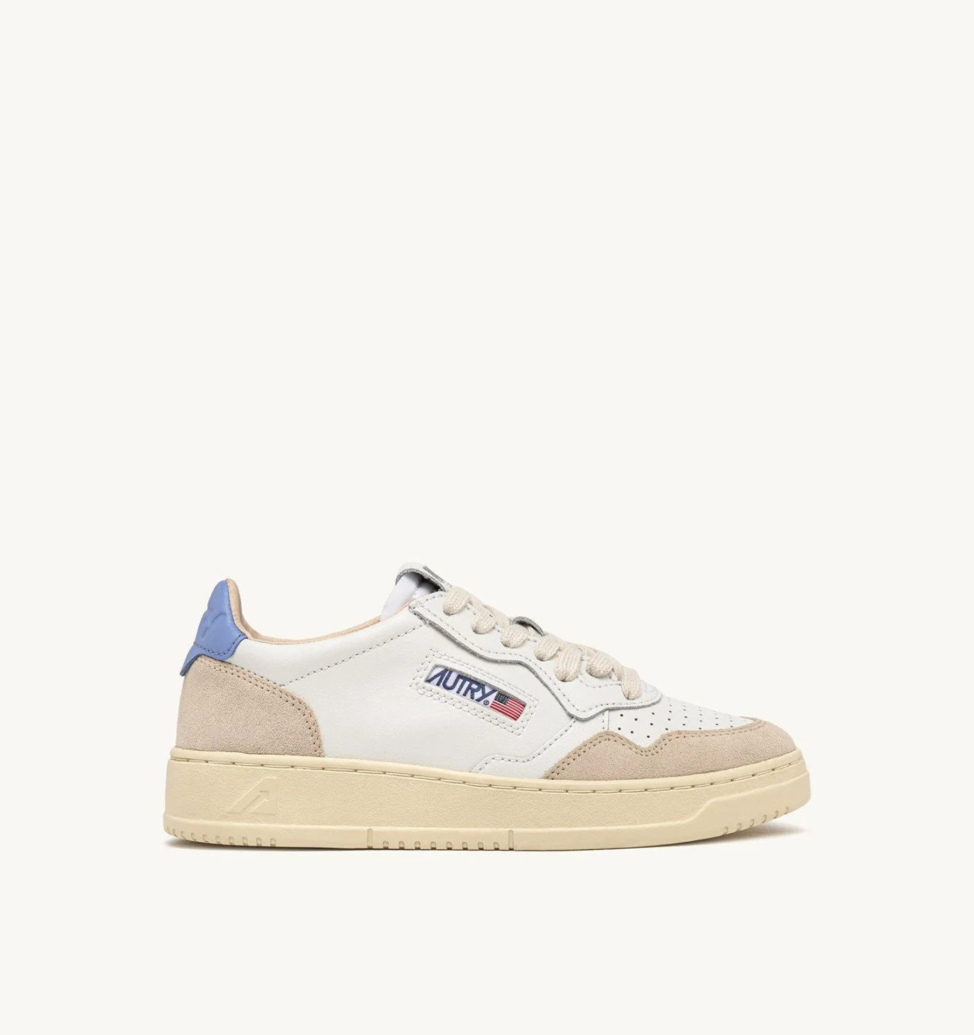 MEDALIST LOW SNEAKERS IN WHITE AND DELLA ROBBIA BLUE SUEDE AND LEATHER - 1