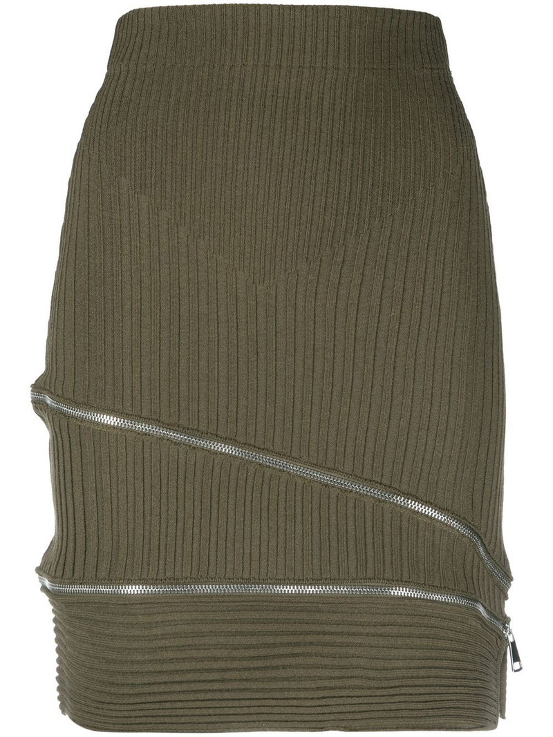 zip-detail ribbed skirt 1