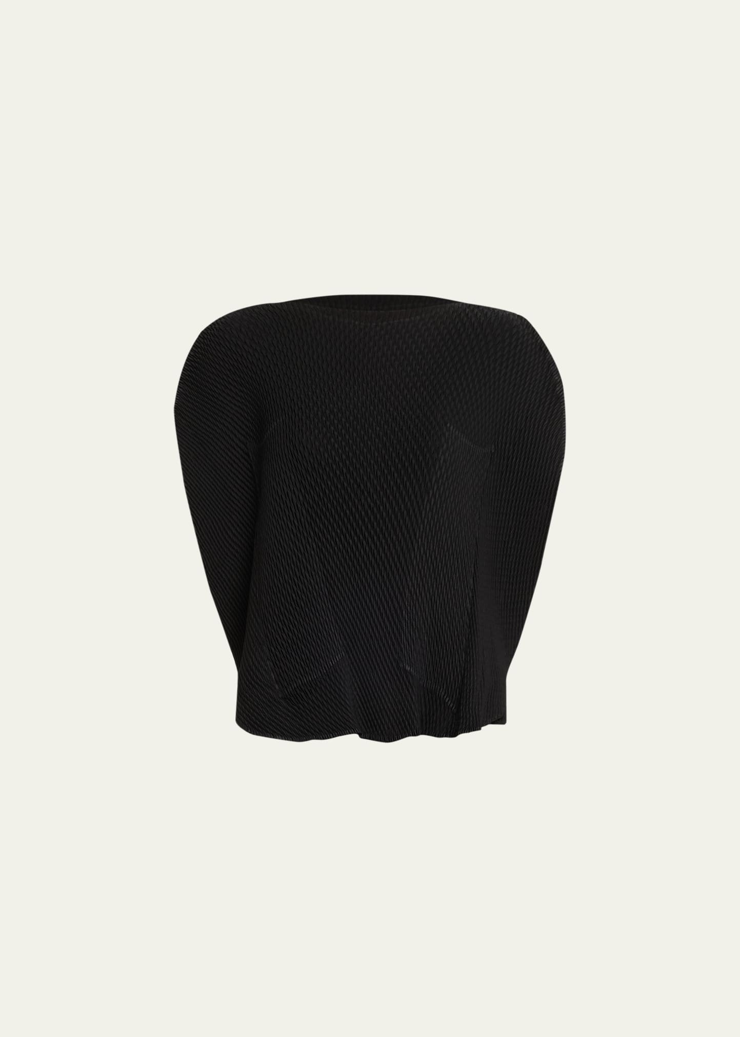 Orbicular Pleated Cap-Sleeve Top - 1