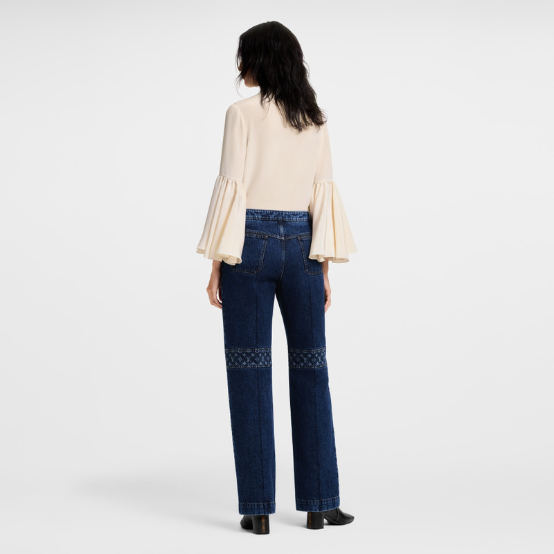 Monogram Accent Raw Denim Jeans 3