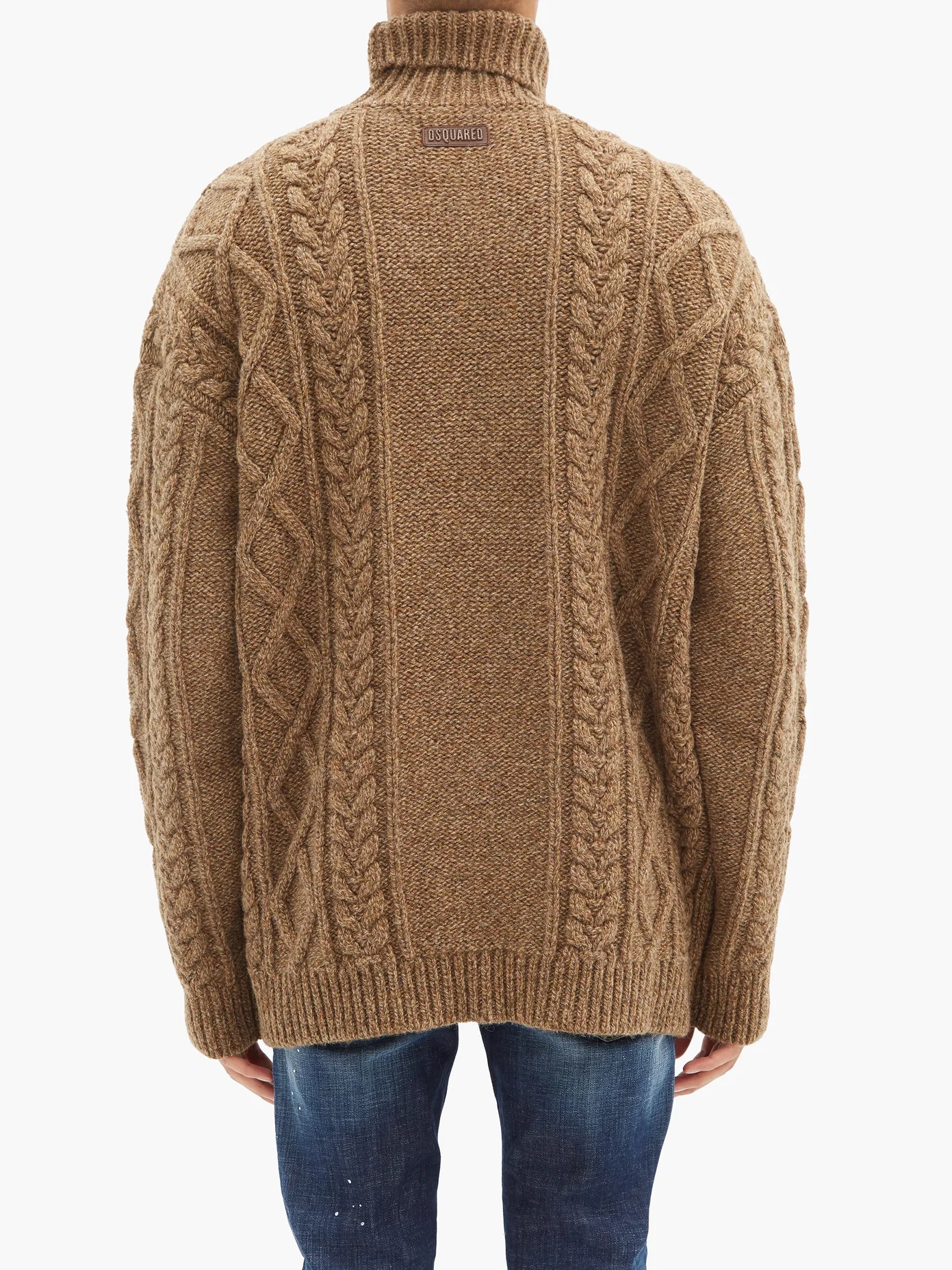 Cable-knitted roll-neck wool sweater - 5