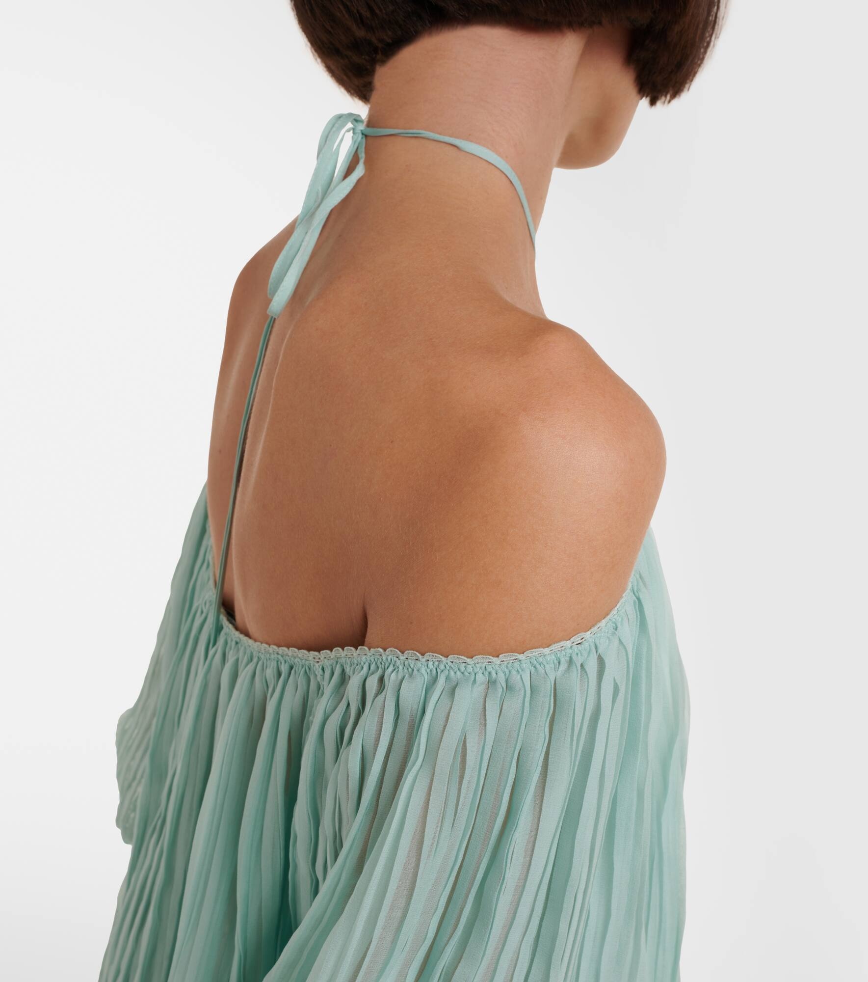 Plissé silk chiffon minidress - 6