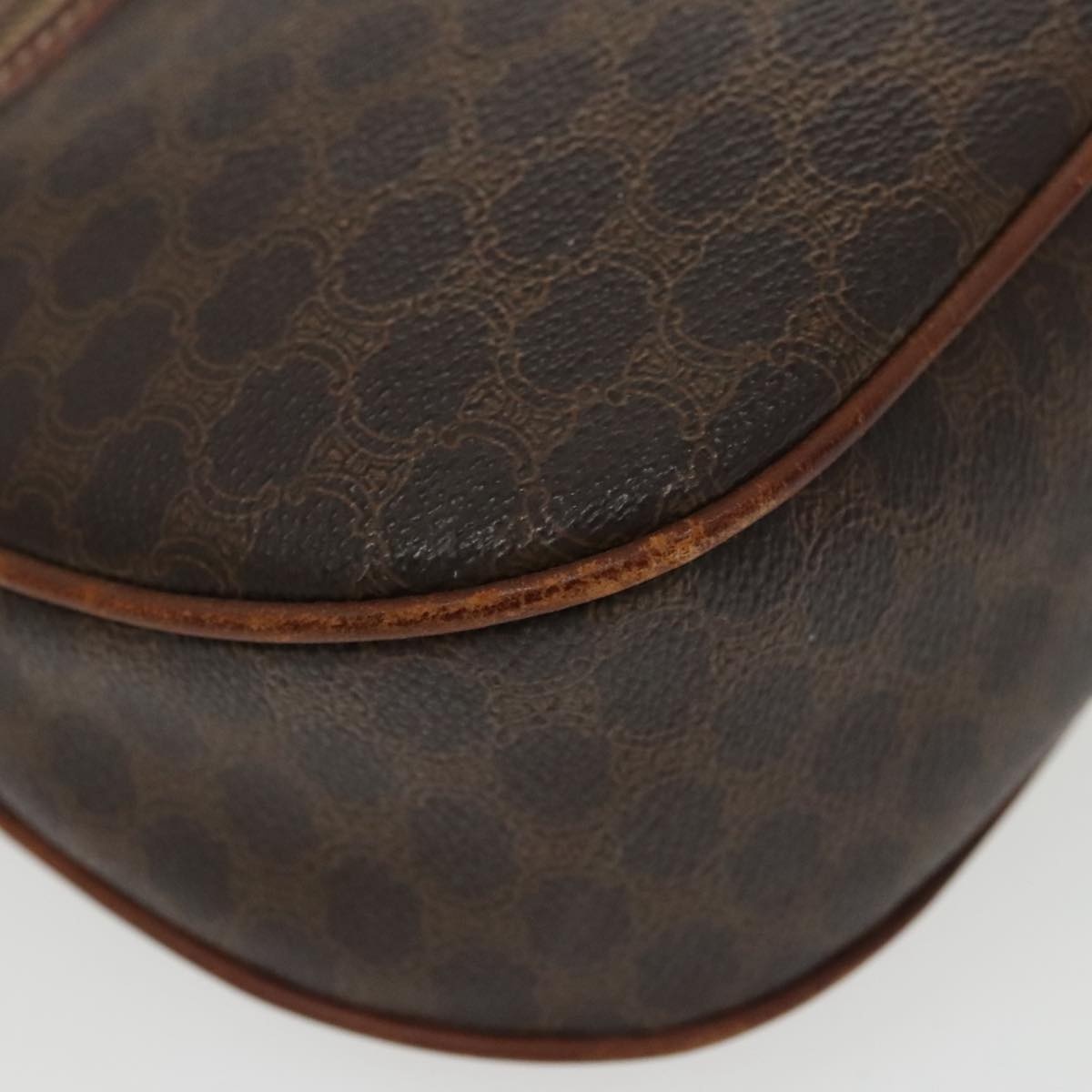 CELINE Macadam Canvas Shoulder Bag Pvc Leather Brown Gold - 11