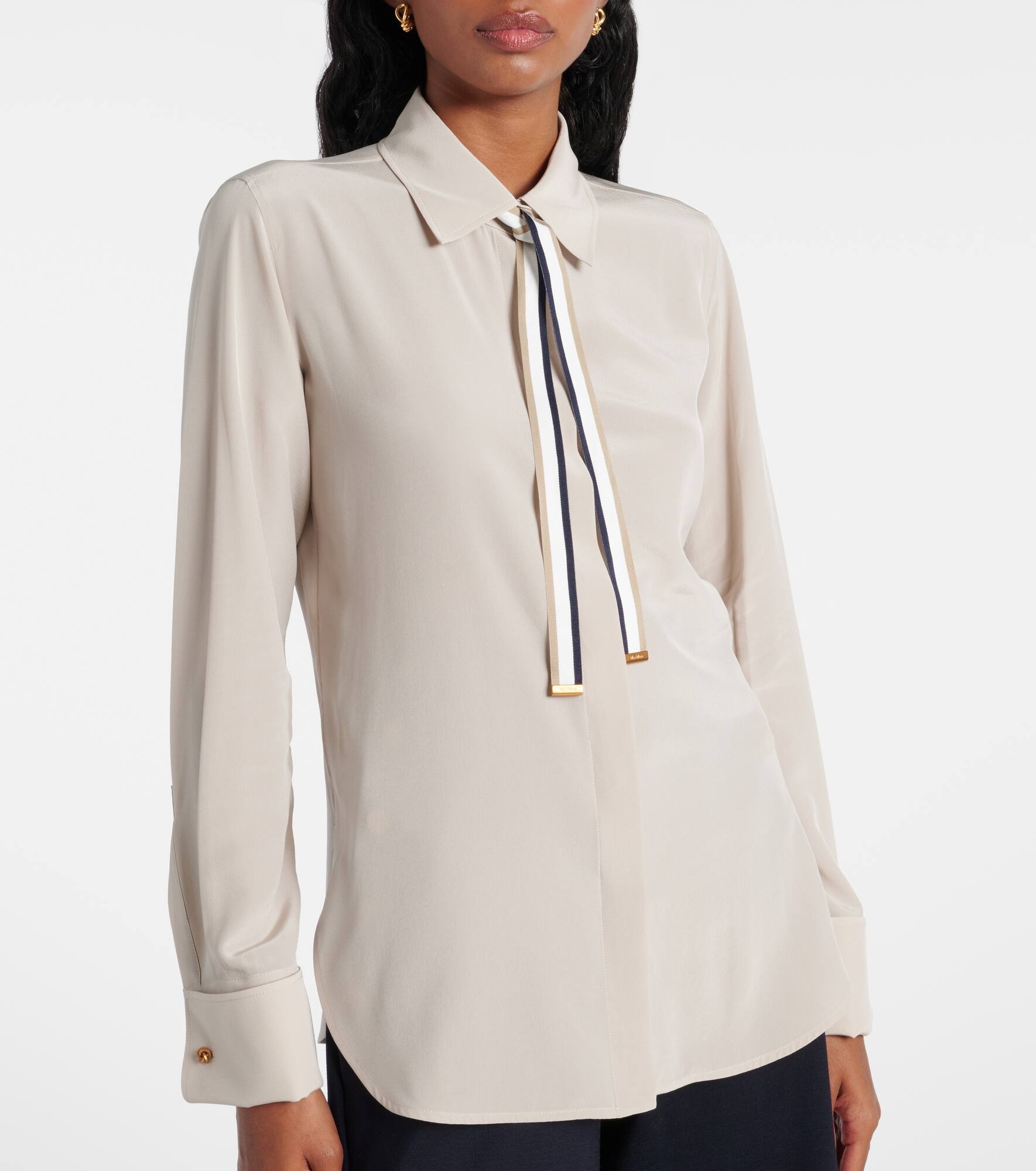 Apollo bow-detail silk crêpe blouse - 7
