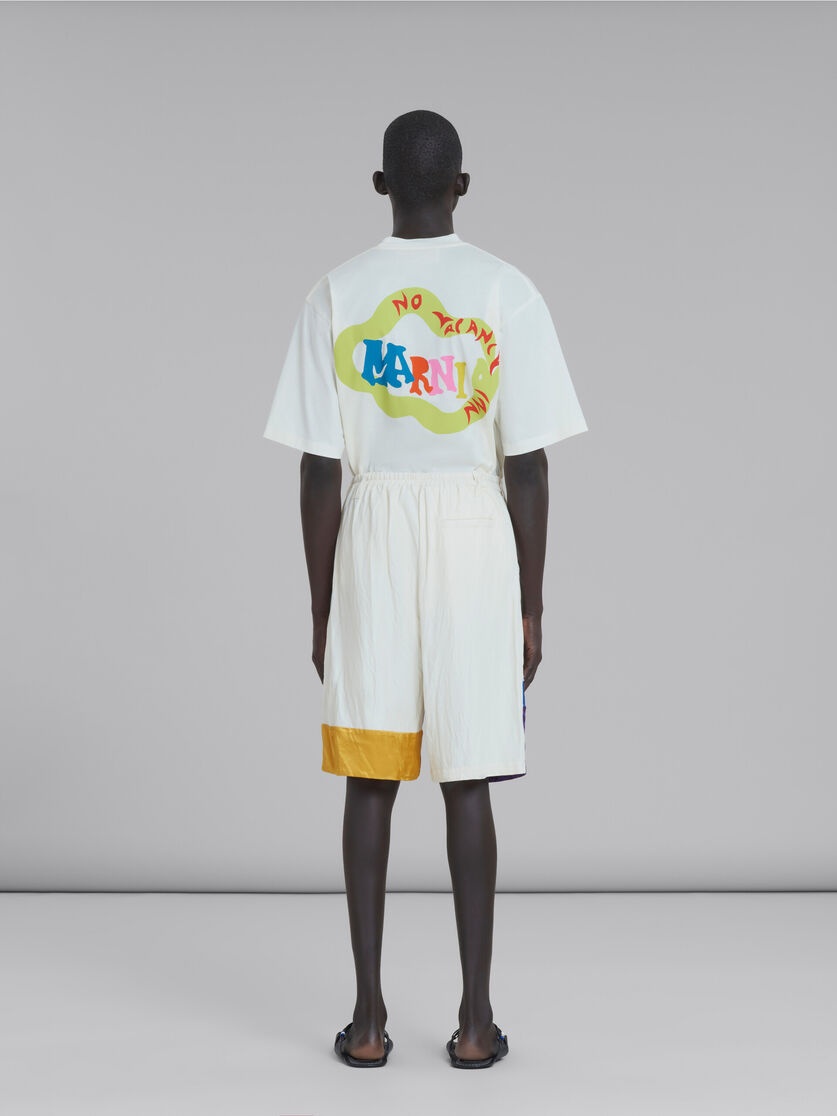 MARNI X NO VACANCY INN - WHITE GABARDINE SHORTS WITH EMBROIDERY - 3